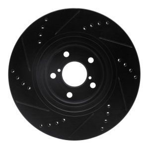 Toyota 86 Brake Rotor (1) - Front Right - R1 Concepts - Drilled & Slotted - Black - `04-`25